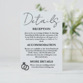 Eenvoudige minimale bruiloft details behuizing Kaa Informatiekaartje (Staand voorkant)