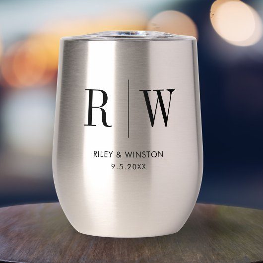 Eenvoudige Minimale Bruiloft Monogram Datum Custom
