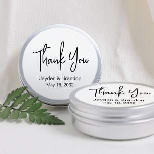 Eenvoudige Minimale Custom Wedding Favors Tin Box Ronde Sticker