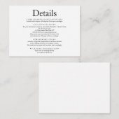 Eenvoudige minimale details van het brute bruisbru informatiekaartje (Voorkant / Achterkant)