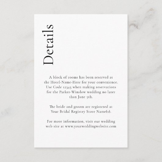 Eenvoudige minimale details van het brute bruisbru informatiekaartje (Voorkant)