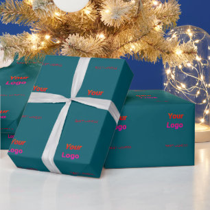 Eenvoudige minimale elegante aangepaste logo hier cadeaupapier