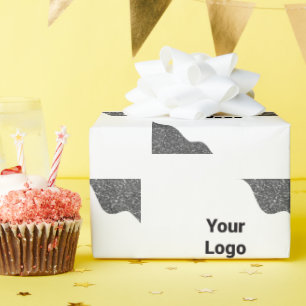 Eenvoudige minimale elegante aangepaste logo hier cadeaupapier