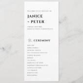 Eenvoudige Minimale Elegante Trouwceremonie Programma (Voorkant)
