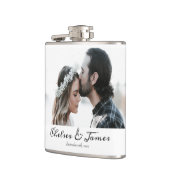 Eenvoudige minimale fotonaam bruiloft heupfles (Links)