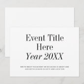 Eenvoudige Minimale Gebeurtenis Titel Kaart (Voorkant / Achterkant)