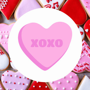 Eenvoudige Minimale Gelukkige Valentijns Roze Hart Ronde Sticker