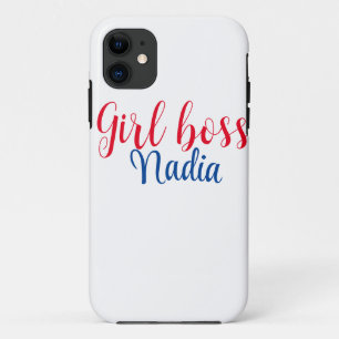 eenvoudige minimale girl boss voeg naam tekst afbe iPhone 11 hoesje
