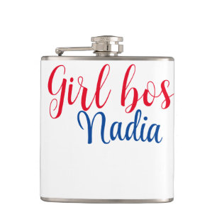eenvoudige minimale girl boss voeg naam tekst afbe heupfles