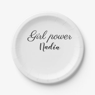 eenvoudige minimale girl power voeg naam tekst afb papieren bordje