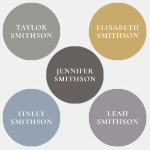 Eenvoudige minimale grijze Ochre Blue Custom Name  Labels