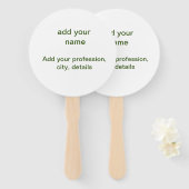 Eenvoudige minimale groene add jouw tekst name fot handwaaier (Voorkant en achterkant)