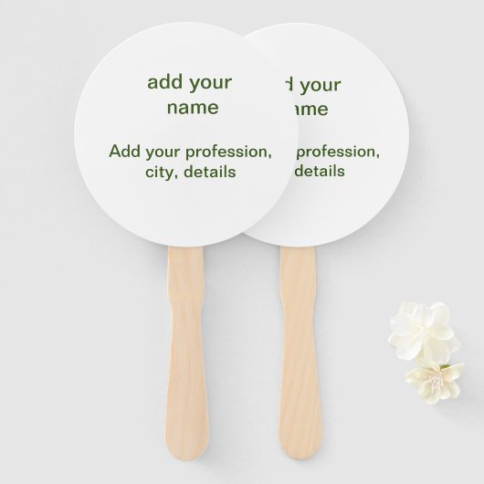 Eenvoudige minimale groene add jouw tekst name fot handwaaier (Voorkant en achterkant)