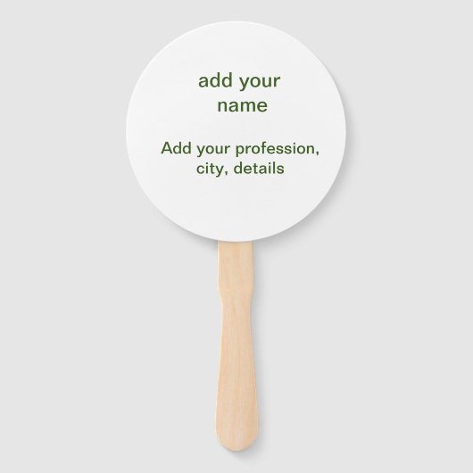 Eenvoudige minimale groene add jouw tekst name fot handwaaier (Voorkant)