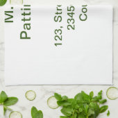 Eenvoudige minimale groene add jouw tekst name fot theedoek (Gevouwen)