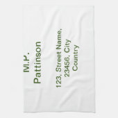 Eenvoudige minimale groene add jouw tekst name fot theedoek (Verticaal)