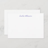 Eenvoudige minimale handgeschreven blauwe kalligra bedankkaart (Voorkant / Achterkant)