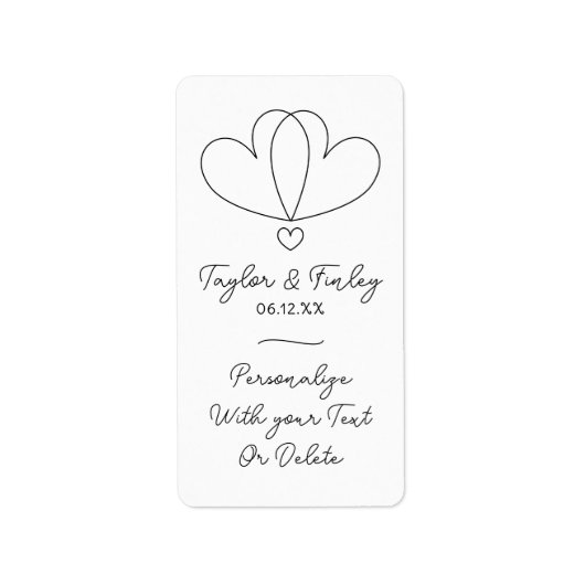 Eenvoudige minimale hart moderne aangepaste namen etiket (Voorkant)