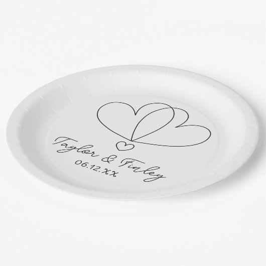 Eenvoudige minimale hart moderne aangepaste namen papieren bordje (Gekanteld)