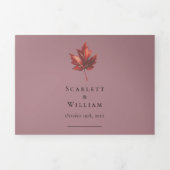 Eenvoudige minimale Herfst Leaf Mauve bruiloft Drieluik Uitnodiging (Cover)
