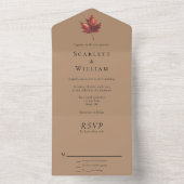 Eenvoudige minimale Herfst Leaf Terracotta bruilof All In One Uitnodiging (Binnen)