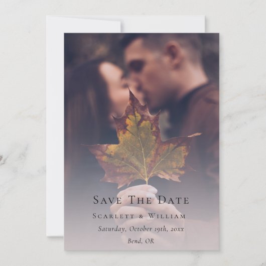 Eenvoudige minimale Herfst Leaf Terracotta bruilof Save The Date (Voorkant)