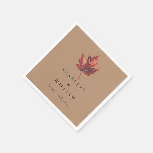 Eenvoudige minimale Herfst Leaf Terracotta bruilof Servet (Hoek)