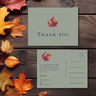 Eenvoudige minimale Herfst Sage Groene bruiloft Da Briefkaart