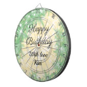 eenvoudige, minimale kalligrafie, blije verjaardag dartbord (Voorkant Rechts)