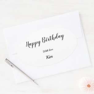 eenvoudige minimale kalligrafie gefeliciteerd met ovale sticker