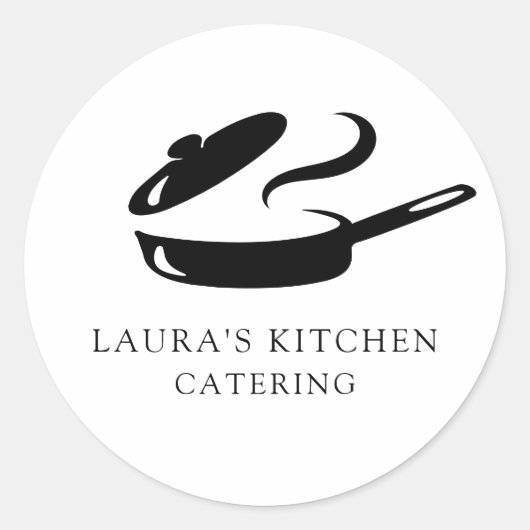 Eenvoudige minimale kookpot Catering productetiket Ronde Sticker (Voorkant)