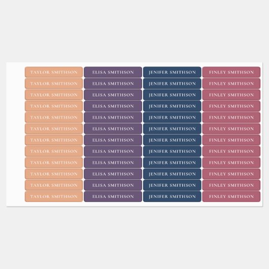 Eenvoudige Minimale Koraal Navyblauwe Meisjesnaam  Labels (Vel)