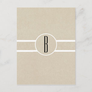 Eenvoudige minimale Kraft rustieke Monogram Flyer Briefkaart