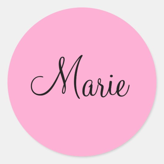 eenvoudige minimale lichtroze voeg jouw naam giral ronde sticker (Voorkant)