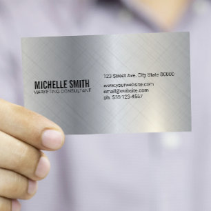 Eenvoudige Minimale Metallic Zilveren Textuur Acht Visitekaartje