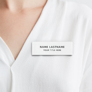 Eenvoudige minimale minimale witte, moderne zwarte naambadge