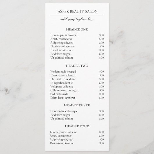 Eenvoudige minimale moderne zakelijke prijslijst (Voorkant)