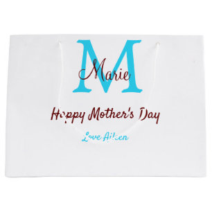 Eenvoudige Minimale moederdag Blauw Monogram Roze  Groot Cadeauzakje