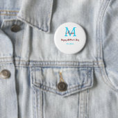 Eenvoudige Minimale moederdag Blauw Monogram Roze Ronde Button 5,7 Cm (In situ)