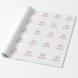 Eenvoudige Minimale moederdag monogram Roze Naam T Cadeaupapier