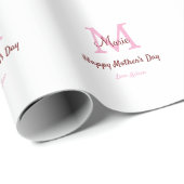 Eenvoudige Minimale moederdag monogram Roze Naam T Cadeaupapier (Rol Hoek)