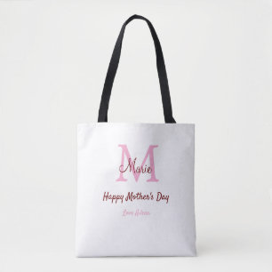 Eenvoudige Minimale moederdag monogram Roze Naam T Draagtas