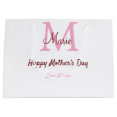 Eenvoudige Minimale moederdag monogram Roze Naam T Groot Cadeauzakje (Voorkant)