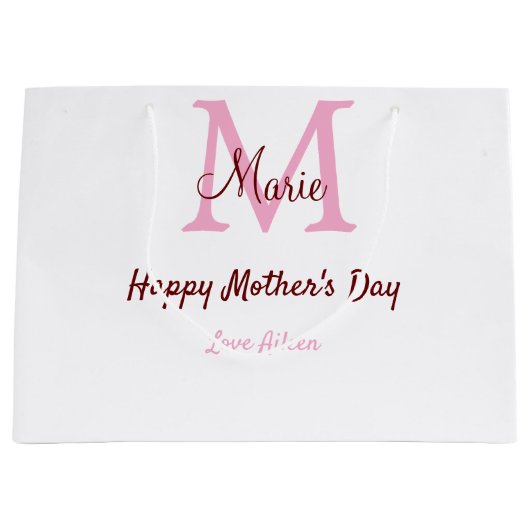 Eenvoudige Minimale moederdag monogram Roze Naam T Groot Cadeauzakje (Voorkant)