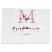 Eenvoudige Minimale moederdag monogram Roze Naam T Groot Cadeauzakje (Achterkant)