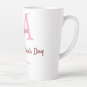 Eenvoudige Minimale moederdag monogram Roze Naam T Latte Mok