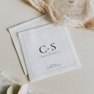 Eenvoudige minimale Monogram bruiloft servet