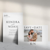 Eenvoudige minimale monogram paar foto bruiloft save the date