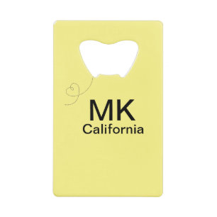 Eenvoudige minimale monogram voeg tekst reisvliegt kredietkaart flessenopener