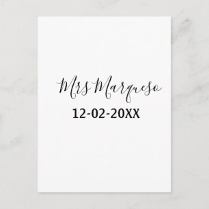 eenvoudige minimale monogramme mevrouw mijnheer na briefkaart